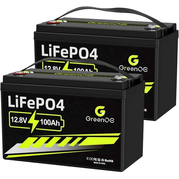 ‎GreenOE 12V 100Ah LiFePO4 Battery Group 31 with Built-in 100A BMS, 15000 Deep Cycles Rechargeable Lithium Battery Prefect for Solar System, Rvs, Marine, Vans, Trailer,Trolling Motor, Backup, 1 Pack