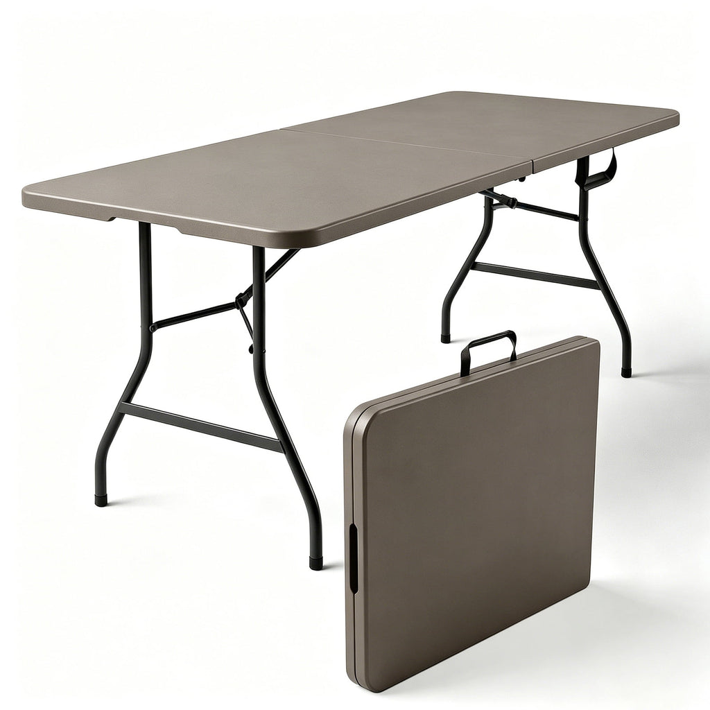HaiCube 6FT Folding Table, Heavy Duty Portable Table, Waterproof HDPE, Foldable for Picnic, Party, Camping, Dining, BBQ, Indoor & Outdoor, White