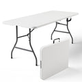 HaiCube 6FT Folding Table, Heavy Duty Portable Table, Waterproof HDPE, Foldable for Picnic, Party, Camping, Dining, BBQ, Indoor & Outdoor, White