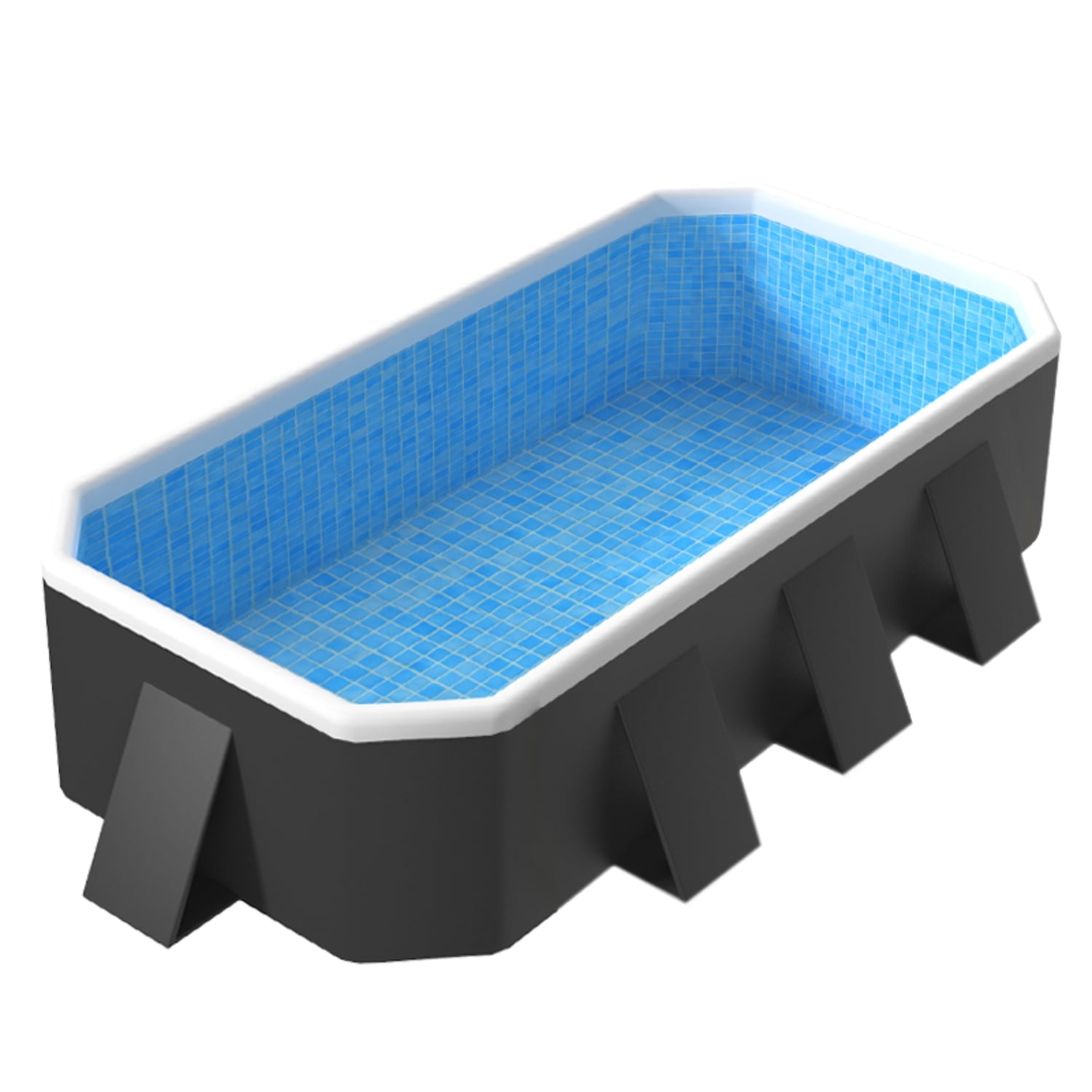 Hurber Foldable Swimming Pool, Large Non-Inflatable Adults Kiddie Outdoor Pools, Blue, 113 x 66 x 20