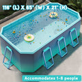 Hyindoor Outdoor Foldable Non-Inflatable Adults and Kids Swimming Pool Titanium Aluminum Support Steel Frame Anti-Slip for Lawn Garden Backyard（116 x 65 x 21）
