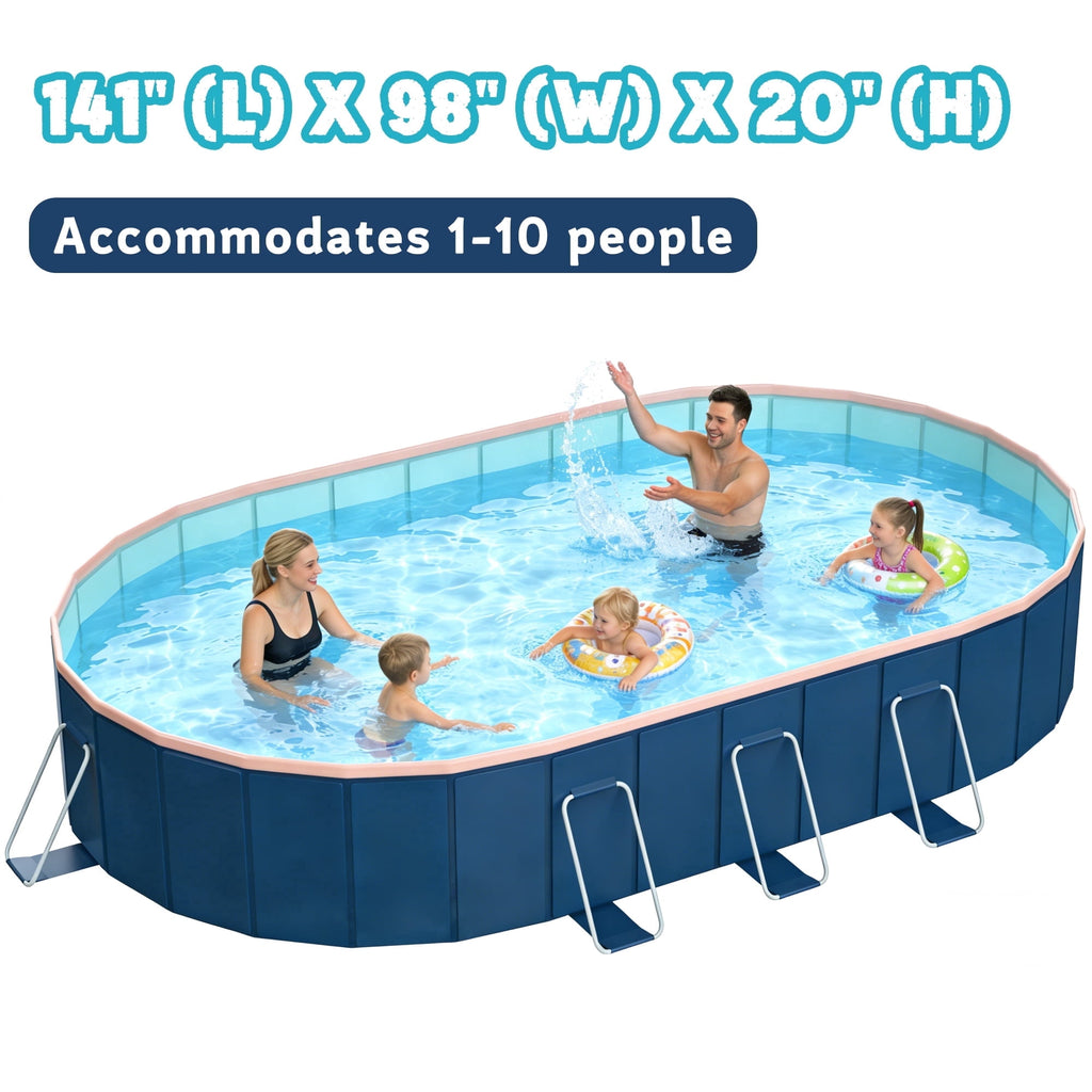 Hyindoor Outdoor Foldable Non-Inflatable Adults and Kids Swimming Pool Titanium Aluminum Support Steel Frame Anti-Slip for Lawn Garden Backyard（116 x 65 x 21）
