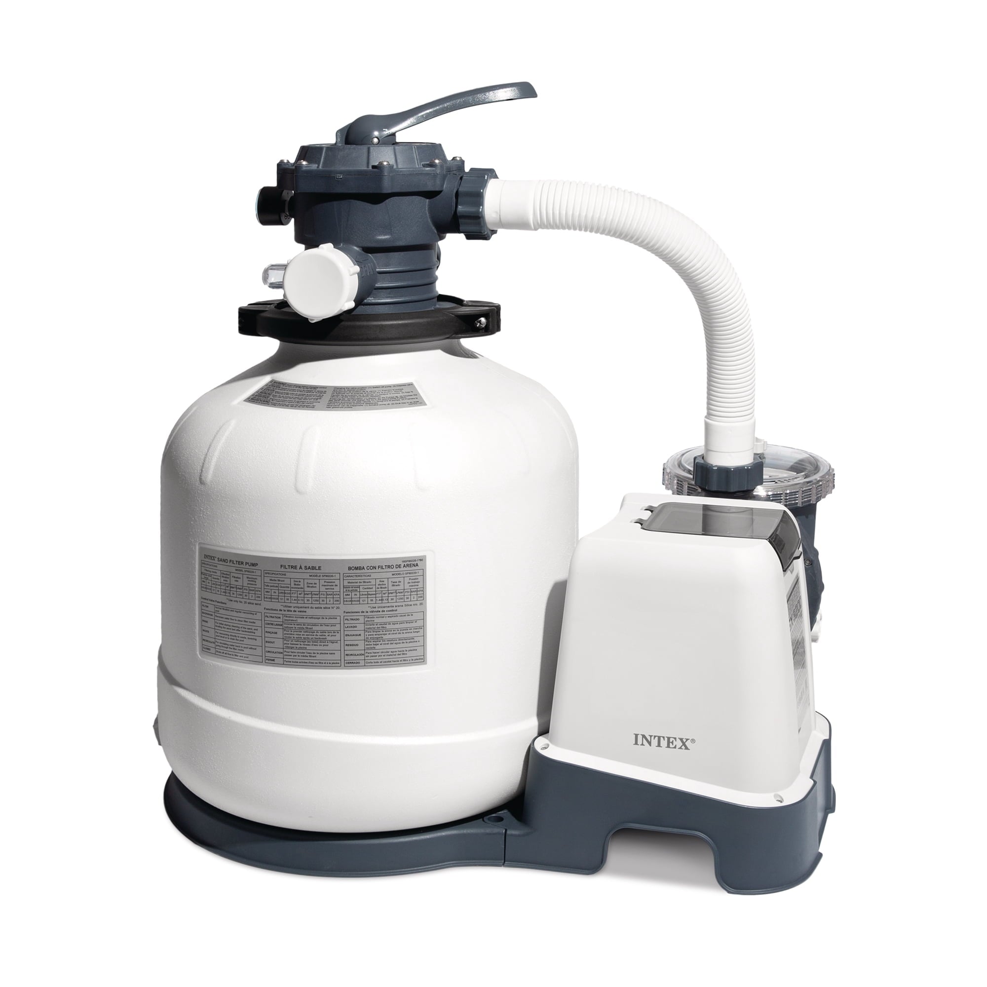 Intex10 inch Krystal Clear Sand Filter Pool Pump, 1500 Gph Motor 1200 GPH System Flow Rate with GFCI, 110-120 V