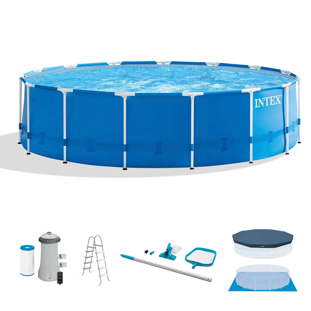 Intex 15ft x 48in Frame Swimming Pool Set w/ Pump and Filter Pump Cartridges