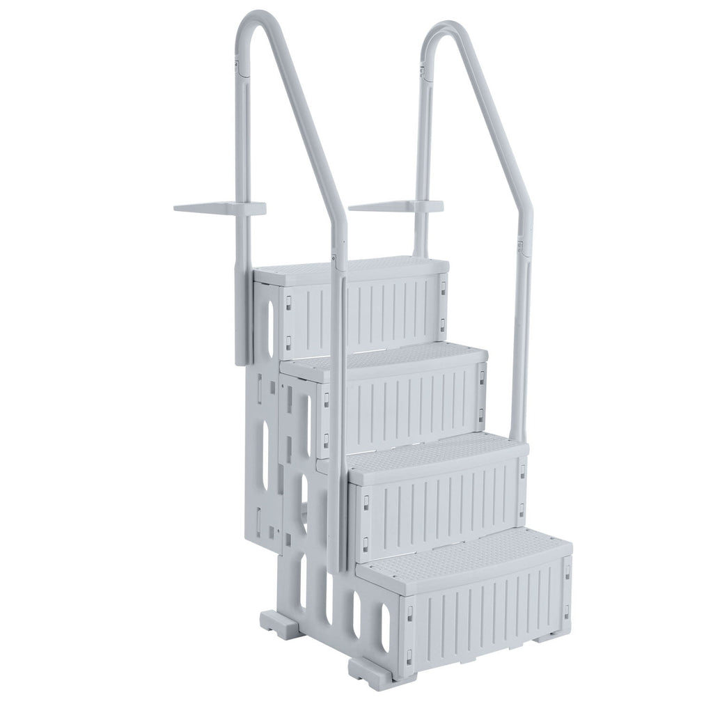 KFFKFF 4-Step Above Ground Pool Ladder, Anti-Slip Pool Steps with Dual Handrails, Supports 400 lbs, Fits 48-54 Inground & Above-Ground Pools, Creamy White