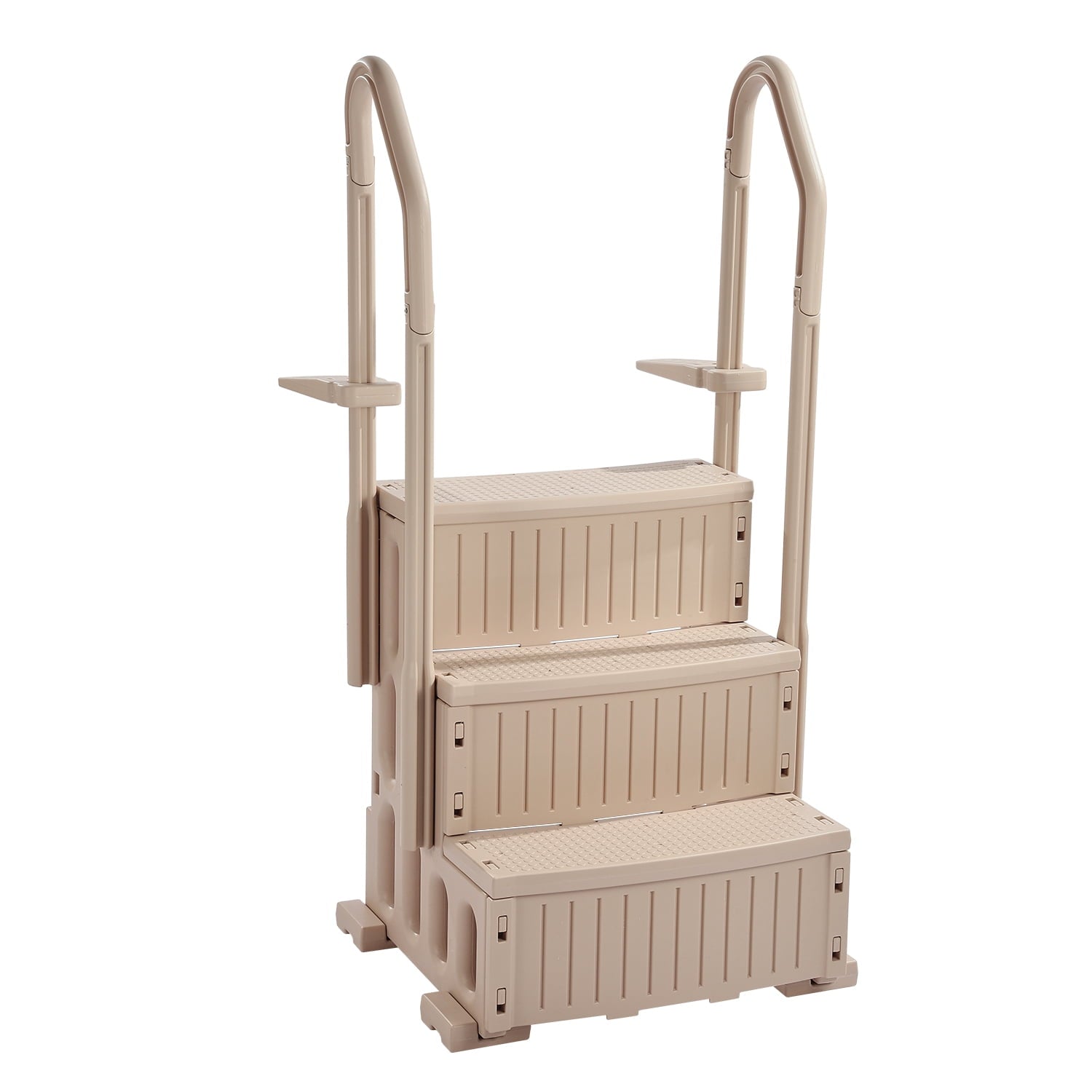 KFFKFF 4-Step Above Ground Pool Ladder, Anti-Slip Pool Steps with Dual Handrails, Supports 400 lbs, Fits 48-54 Inground & Above-Ground Pools, Creamy White