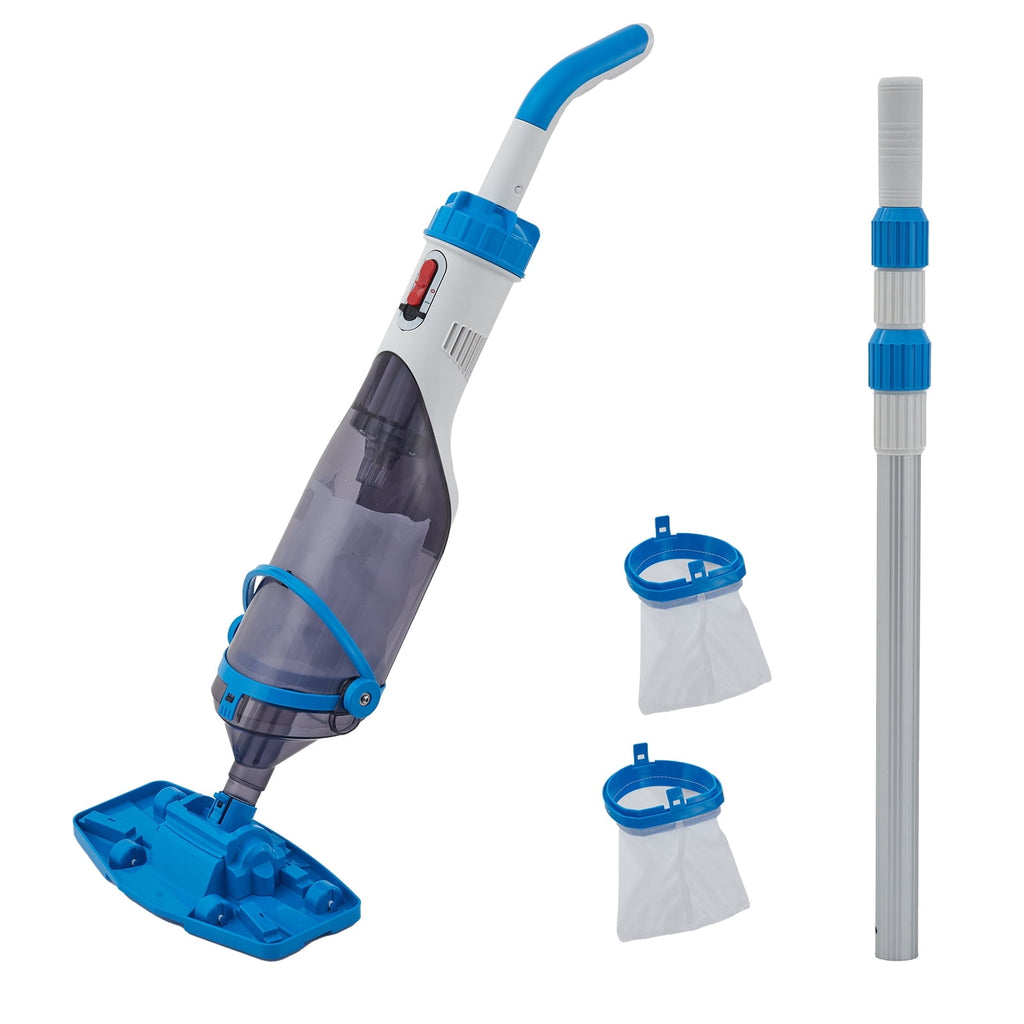 Kicctian Cordless Pool Vacuum, Handheld Pool Vacuum with Running Time up to 60-Minutes, Rechargeable Cleaner with Pole for Above Pools, Hot Tubs and Spas, Blue with LED Light