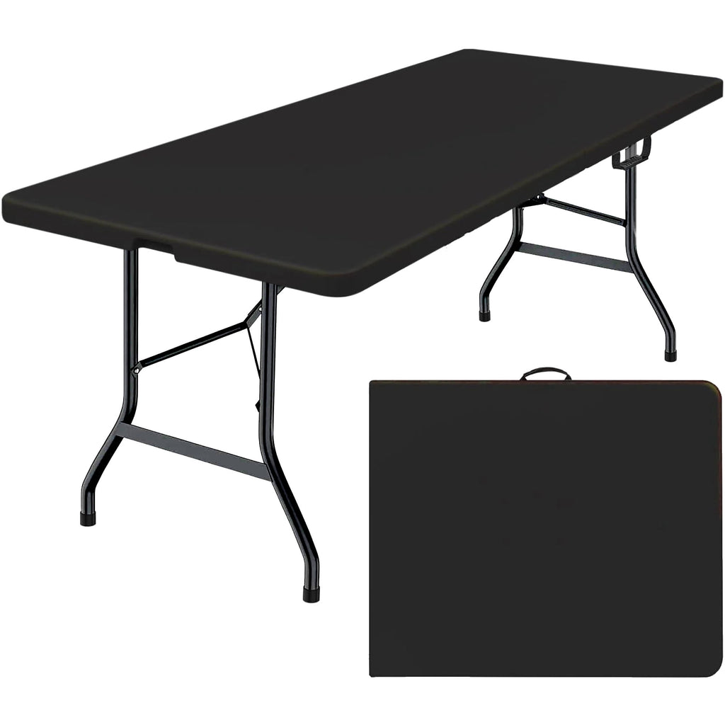 Leumius 6 Foot Folding Table,Fold-in-Half Plastic Table,Indoor Outdoor Picnic Party Dining Camp Tables,White