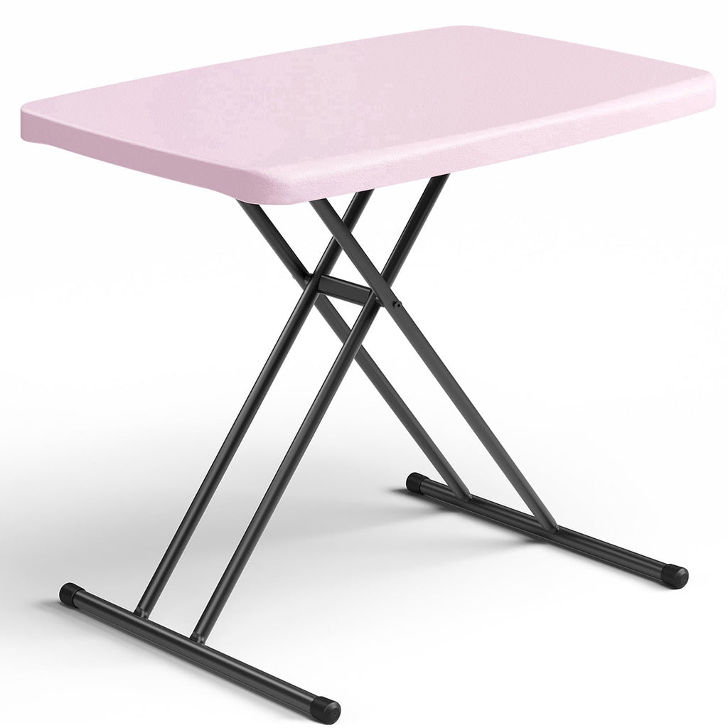 WASUHE 30 Small Folding Table, Height Adjustment Tv Tray Table, Practical Portable Tv Dinner Table for Eating, Sofa, Indoor/Outdoor, White