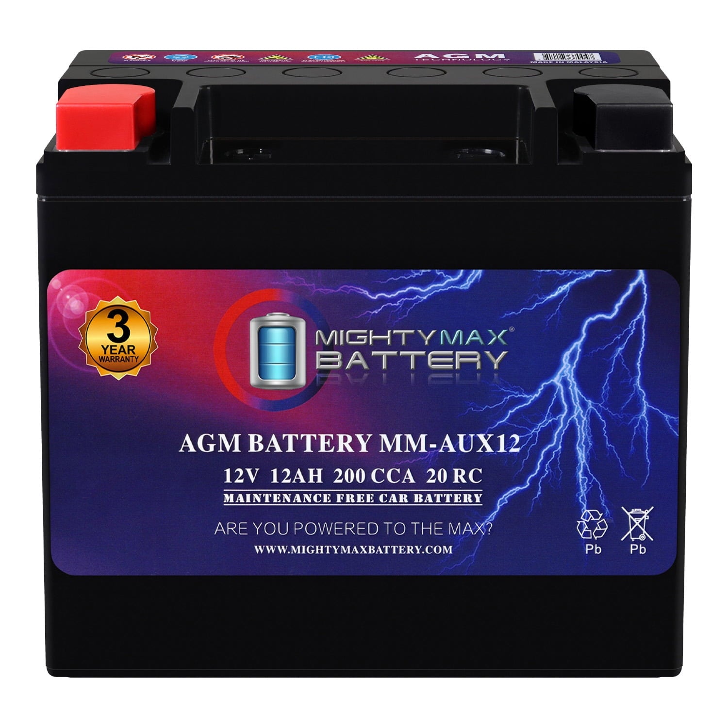 MM-H5 Start and Stop Car BCI Group Size 47 12V 60 AH, 100RC, 680 CCA Rechargeable AGM Car Battery