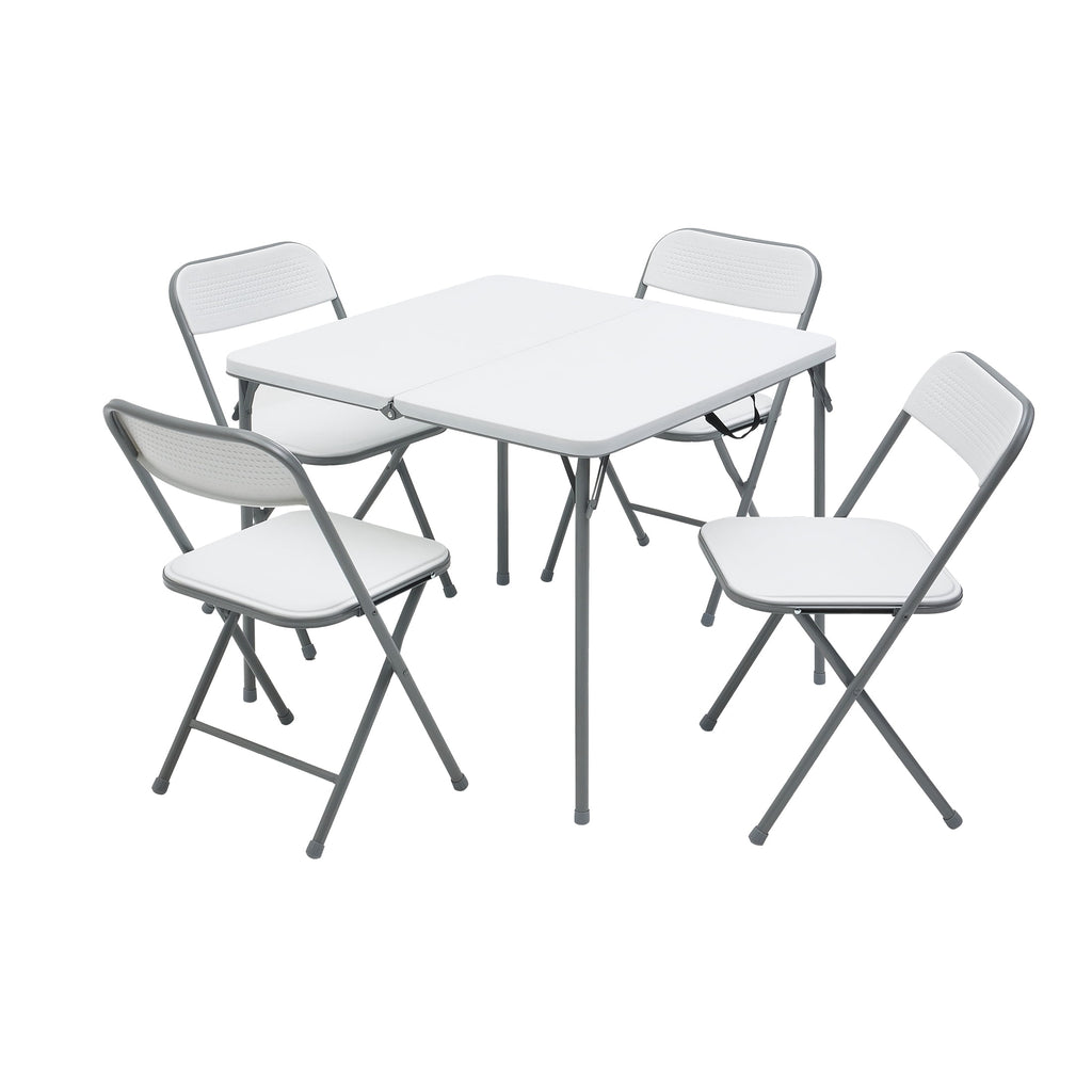 Mainstays 5-Piece 34 Square Centerfold Folding Card Table and 4 Folding Chairs Set, White