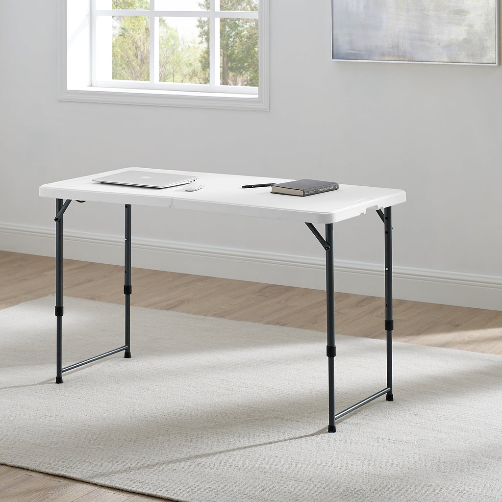 Mainstays 4' Adjustable Height Centerfold Folding Table, White