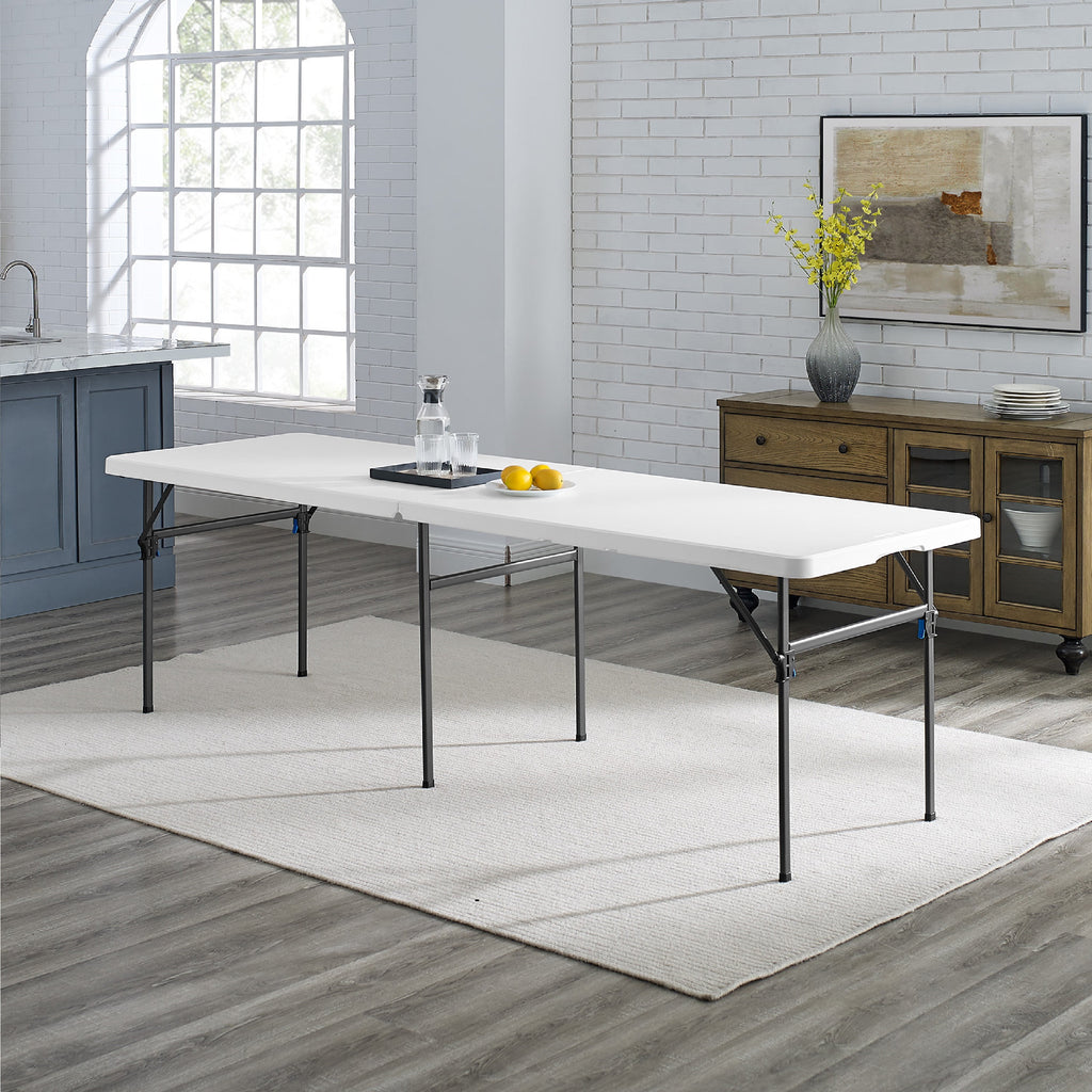 Mainstays 8' Rectangle Centerfold Folding Table, White