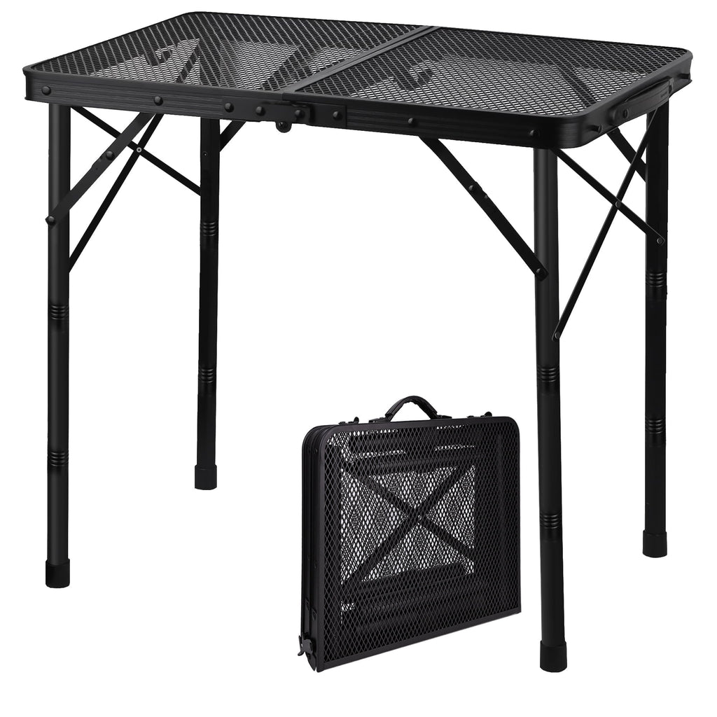 OHHANI Folding Grill Table, 3 ft Portable Outdoor Bbq Picnic Table, Easy Storage for Camping, Black