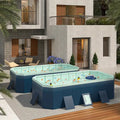 Olurrisa 9.8ft Blue PVC Folding Pool, Non-Inflatable, 1900L/500GAL Capacity for Outdoor Bathing & Cooling, Folds for Compact Storage (113”L x 66”W)