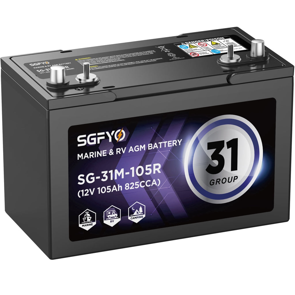 SGFYO Group Size 27M Dual Purpose Marine Battery,12V 92Ah 800CCA 175RC AGM Starter and Deep Cycle RV & Boat Batteries