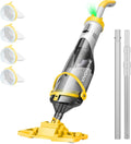 SPECSTAR Cordless Pool Vacuum with Telescopic & Extension Poles 9.12ft, 18.5 GPM Suction, 60-Min Run Time, Handheld Cleaner Rechargeable with Battery Indicator for Pools/Spas/Hot Tubs - Yellow