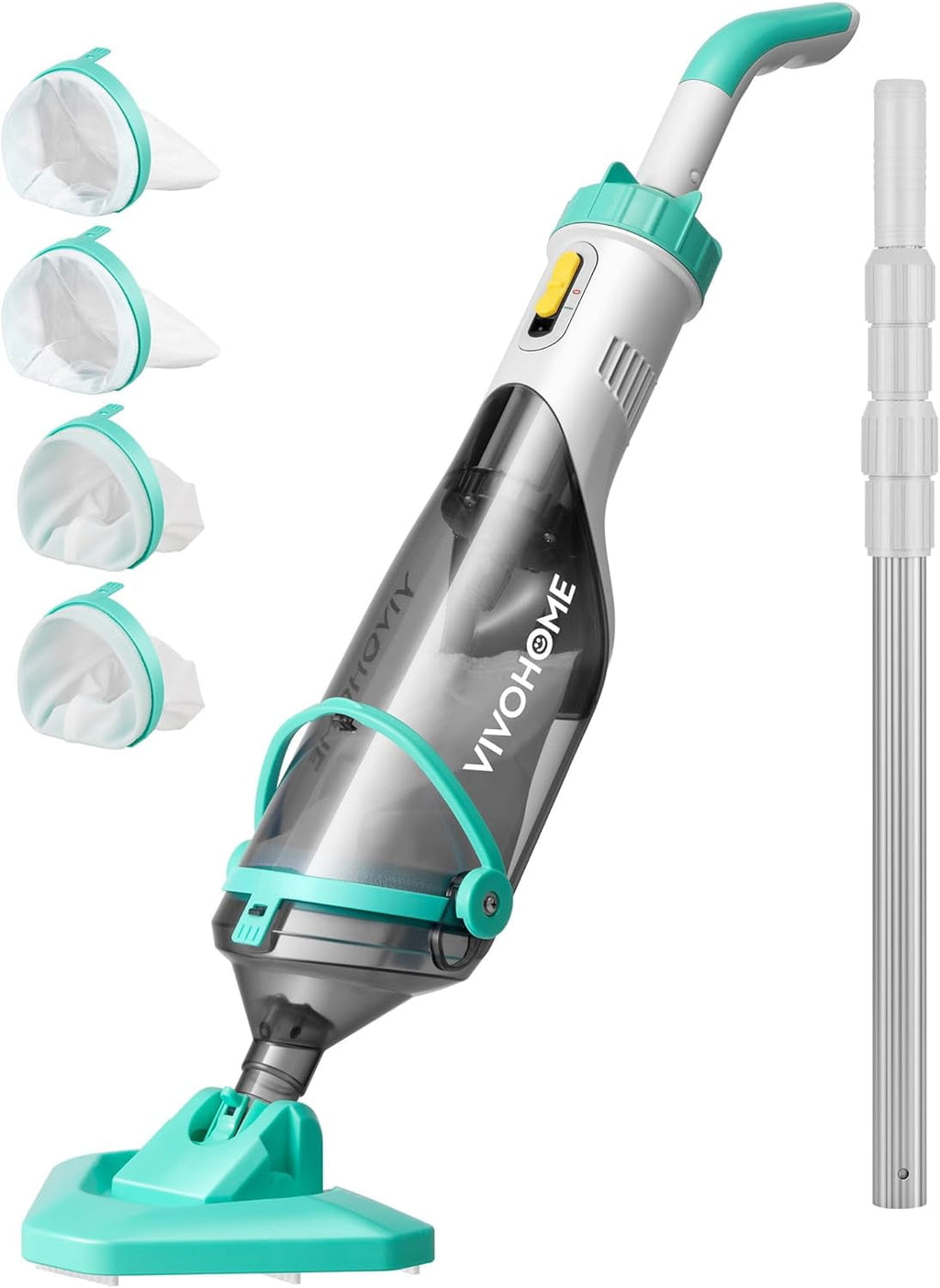 SPECSTAR Cordless Pool Vacuum with Telescopic Pole, Powerful Suction up to 18.5 GPM, 60 Mins Running Time, Handheld Rechargeable Swimming Pool Cleaner for Pools/Spas/Hot Tubs, Yellow