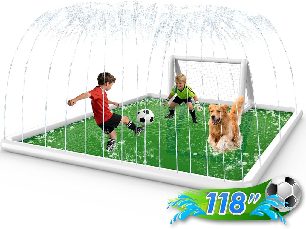 Splash Pad, 155- 110.24 Size Extra Large Sprinkler Play Mat for Dogs & Kids, Thicker Wading Pool Summer Outdoor Water Toys, Fun Backyard Fountain Play Pad for 3 Age+ Girls Boys Children & Pets