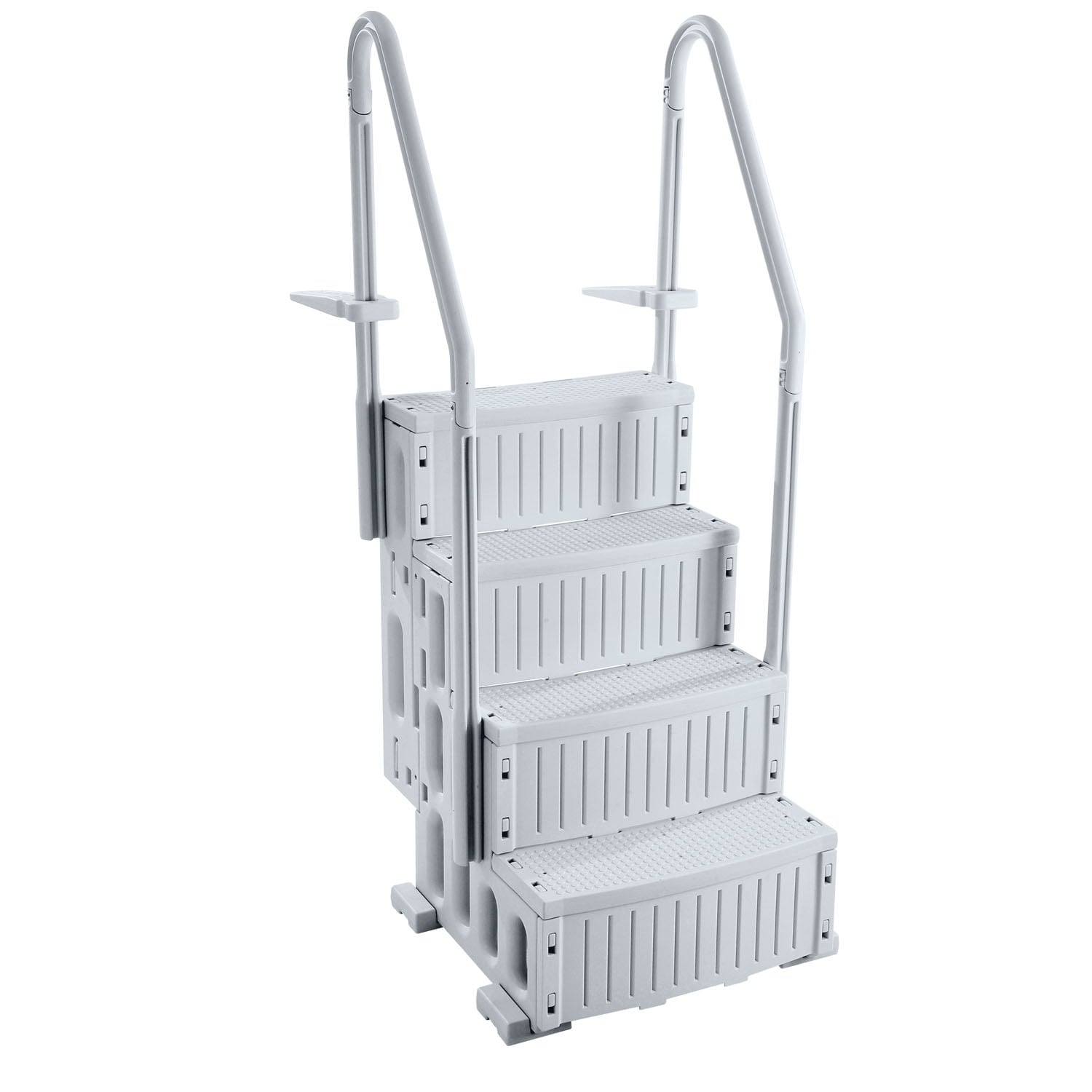 KFFKFF 4-Step Above Ground Pool Ladder, Anti-Slip Pool Steps with Dual Handrails, Supports 400 lbs, Fits 48-54 Inground & Above-Ground Pools, Creamy White