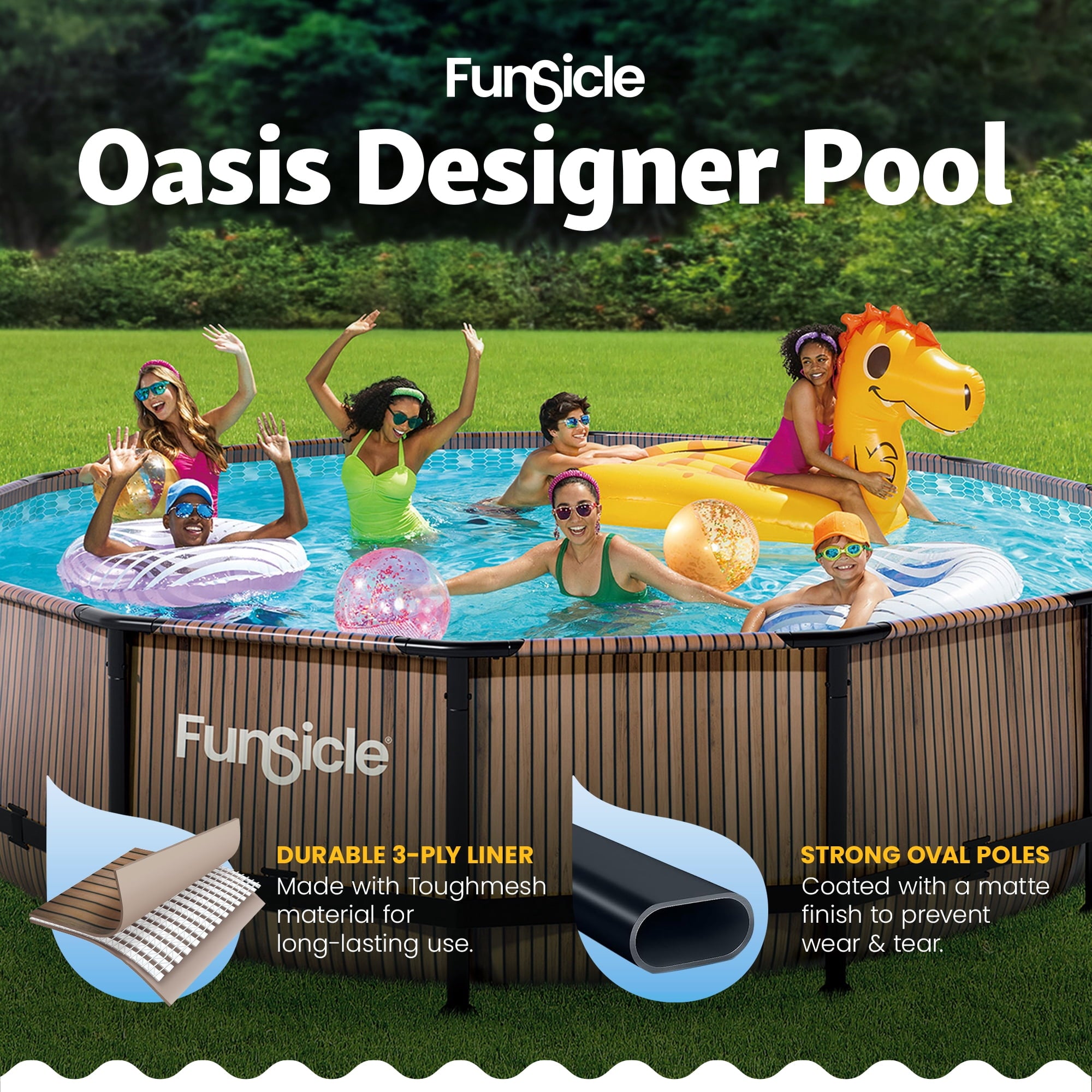 Funsicle 14' x 42 Oasis Above Ground Pool Set with Pump, Round Frame - Cool Gray