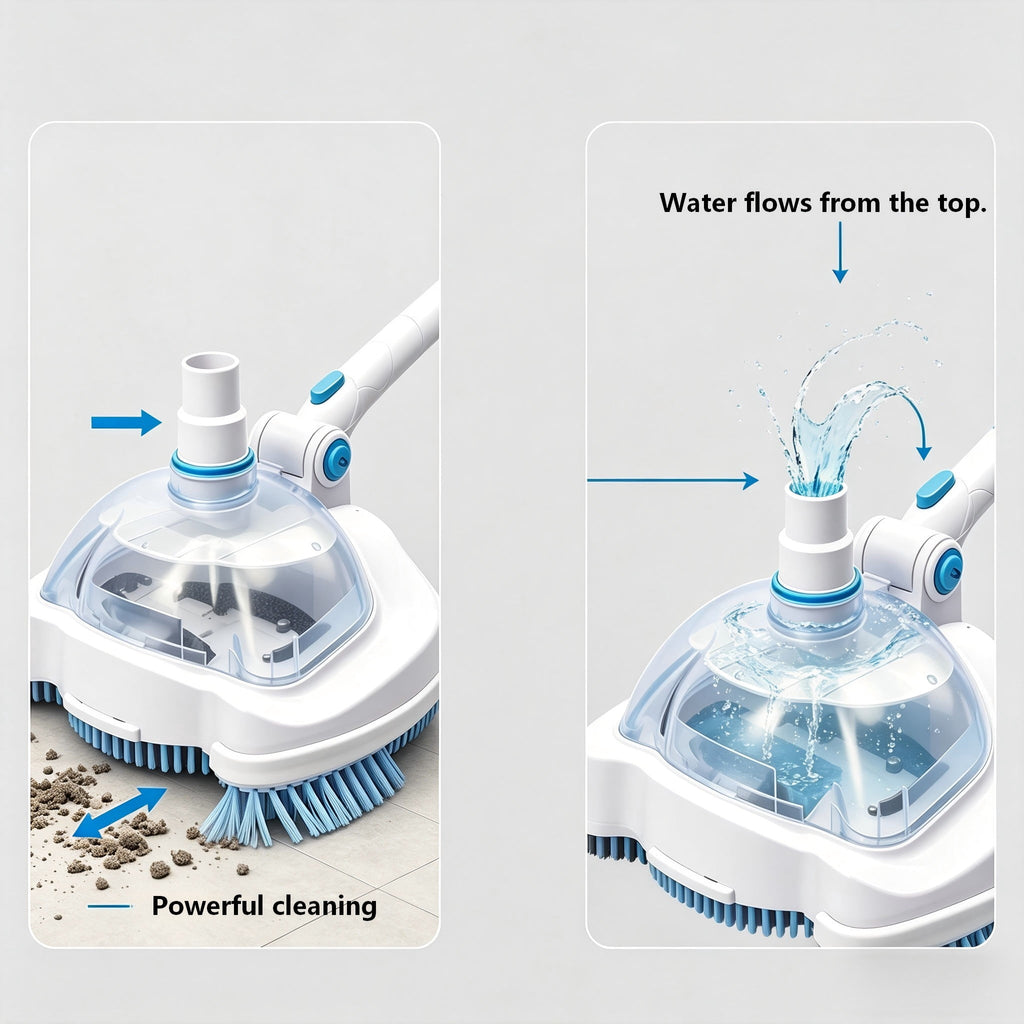Cleaning Supplies 1 — Swimming Pool Vacuum Brush Head Manual Handheld Cleaning Tool for Pool White Vacuum Accessories for Filtration and Debris Removal, 27x20 cm, White