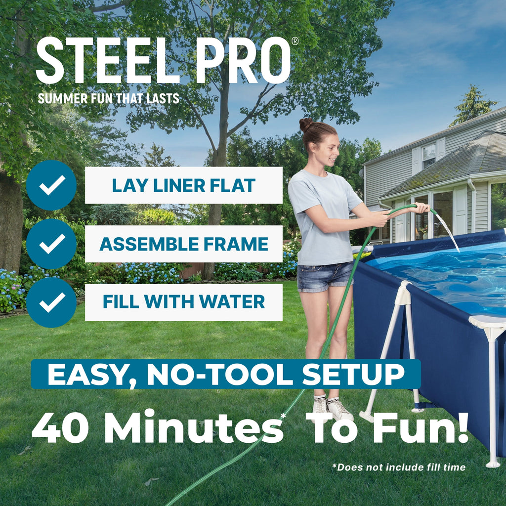 Bestway Steel Pro Rectangle Above Ground Pool Set, 12' x 6'7 x 26