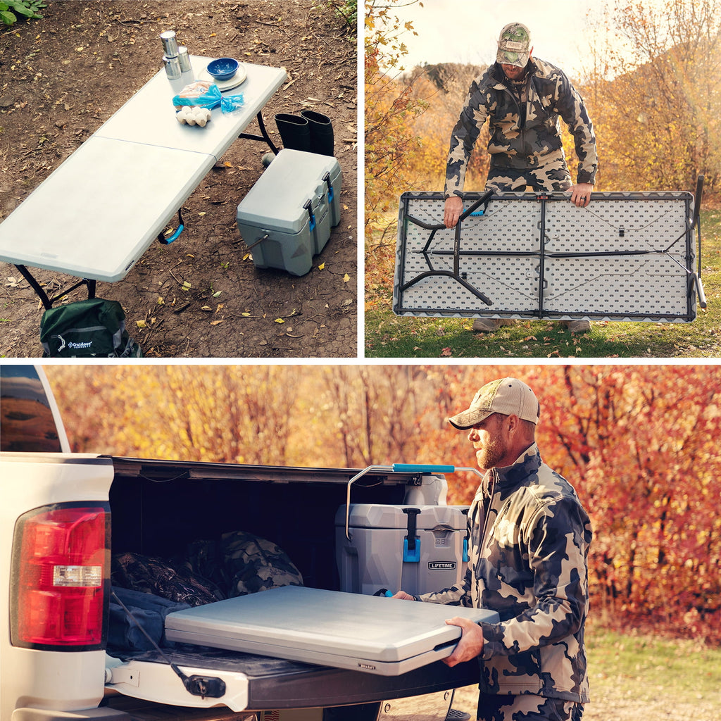 “Lifetime 5-Foot Fold-in-Half Table – Portable Indoor/Outdoor Utility Table for Camping, Events & Tailgating – Gray