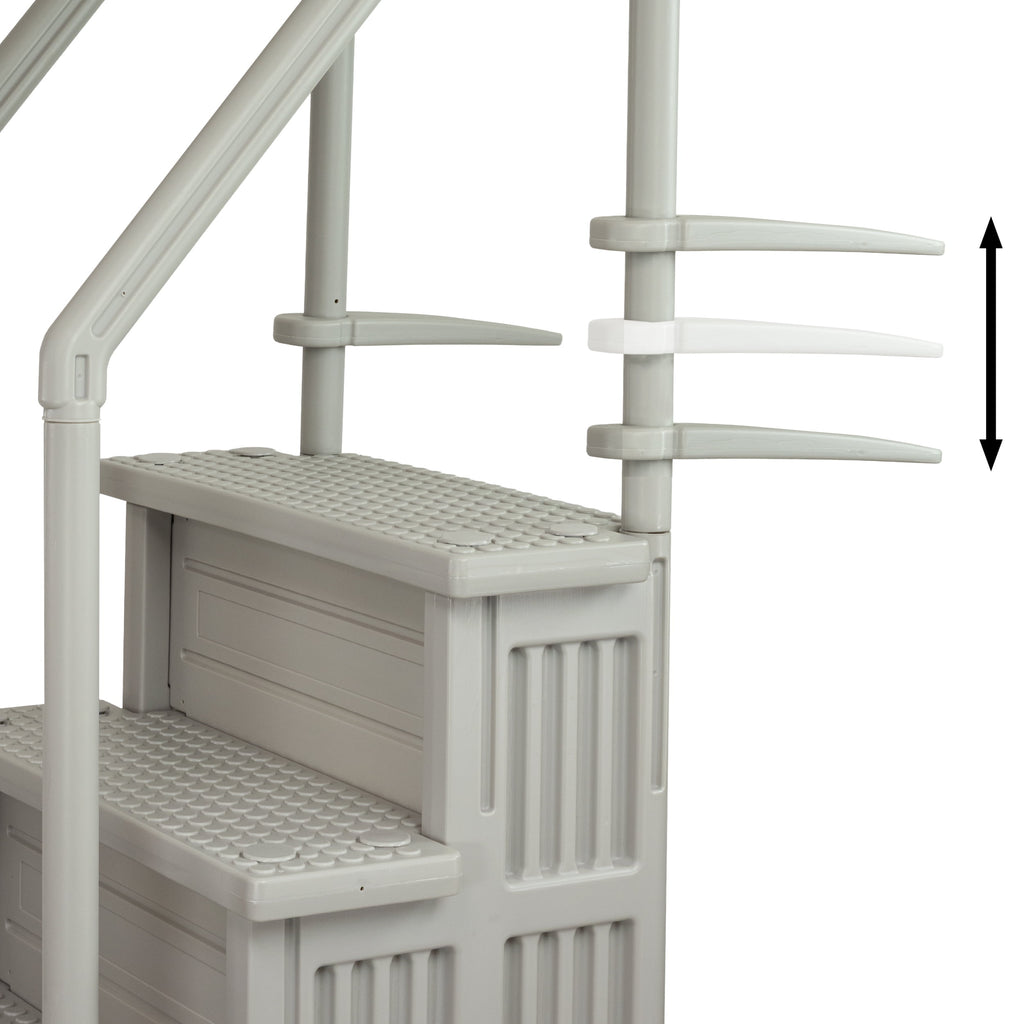 Aqua Select White Anti-Slip Pool Steps with White Steps and White Outside Flip-up Safety Ladder, 48-54H