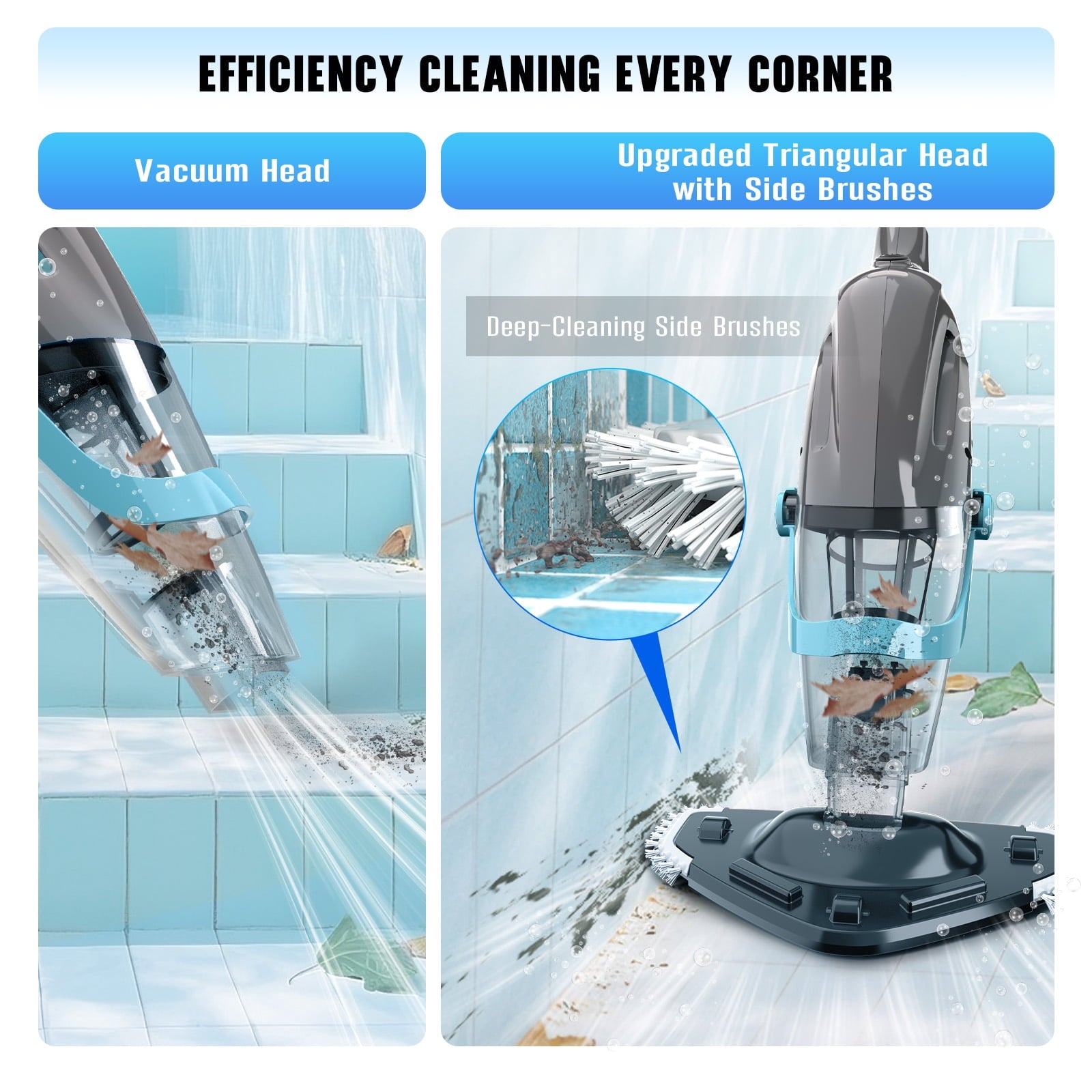 SEYVUM Cordless Handheld Pool Vacuum with Telescopic Pole, 80 Min Runtime Rechargeable Pool Cleaner, 18.5 Gal/Min Suction, Dual-Filter System for Above Ground Pools, Spas and Hot Tubs