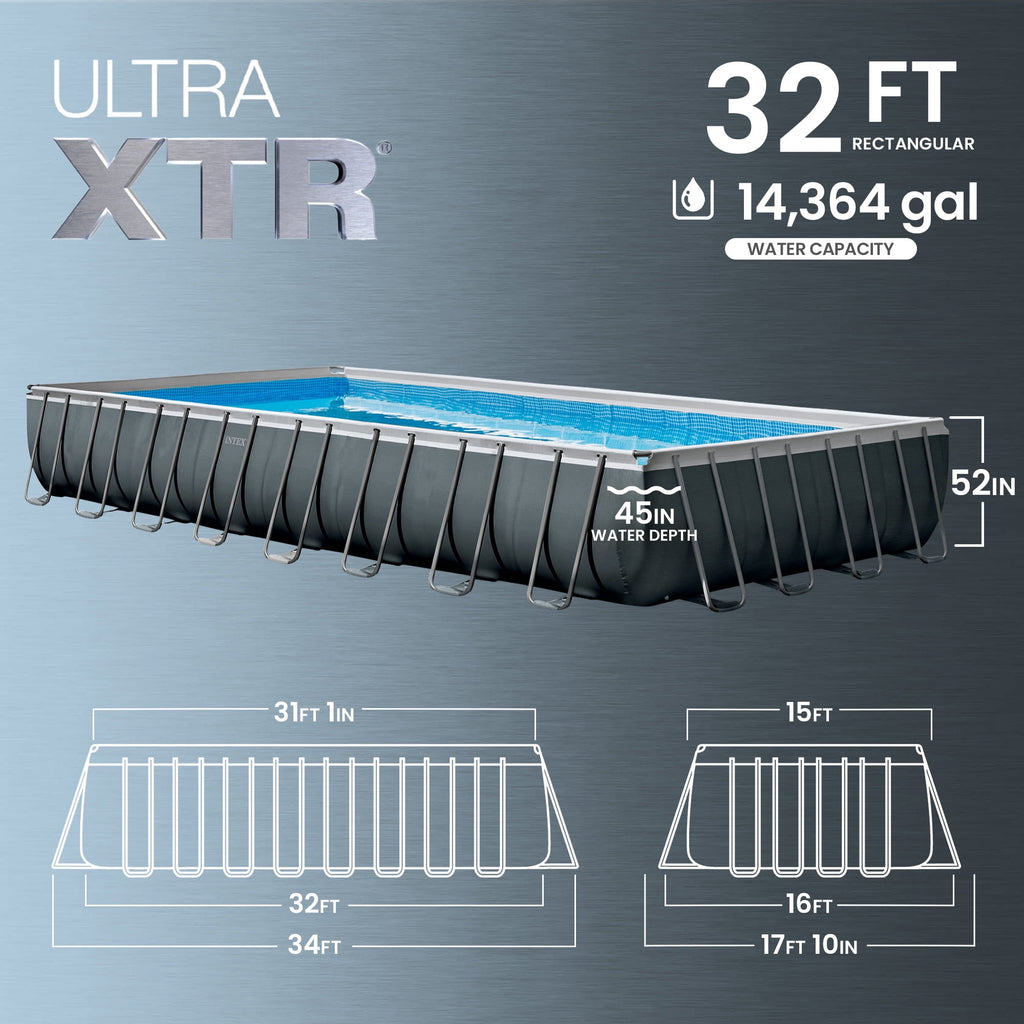 INTEX 32ft x 16ft x 52in Ultra XTR Above Ground Pool, Floats (2 Pack), & Inflatable Cooler