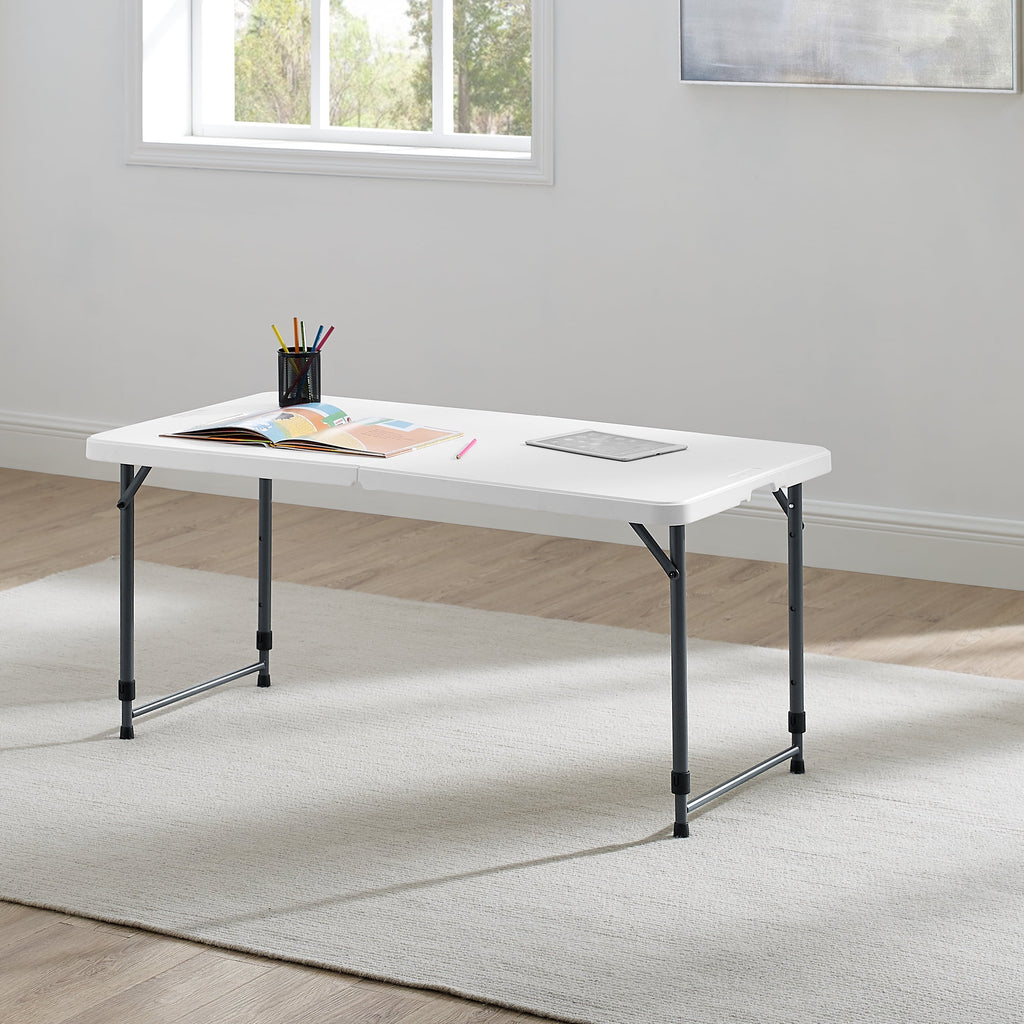 Mainstays 4' Adjustable Height Centerfold Folding Table, White