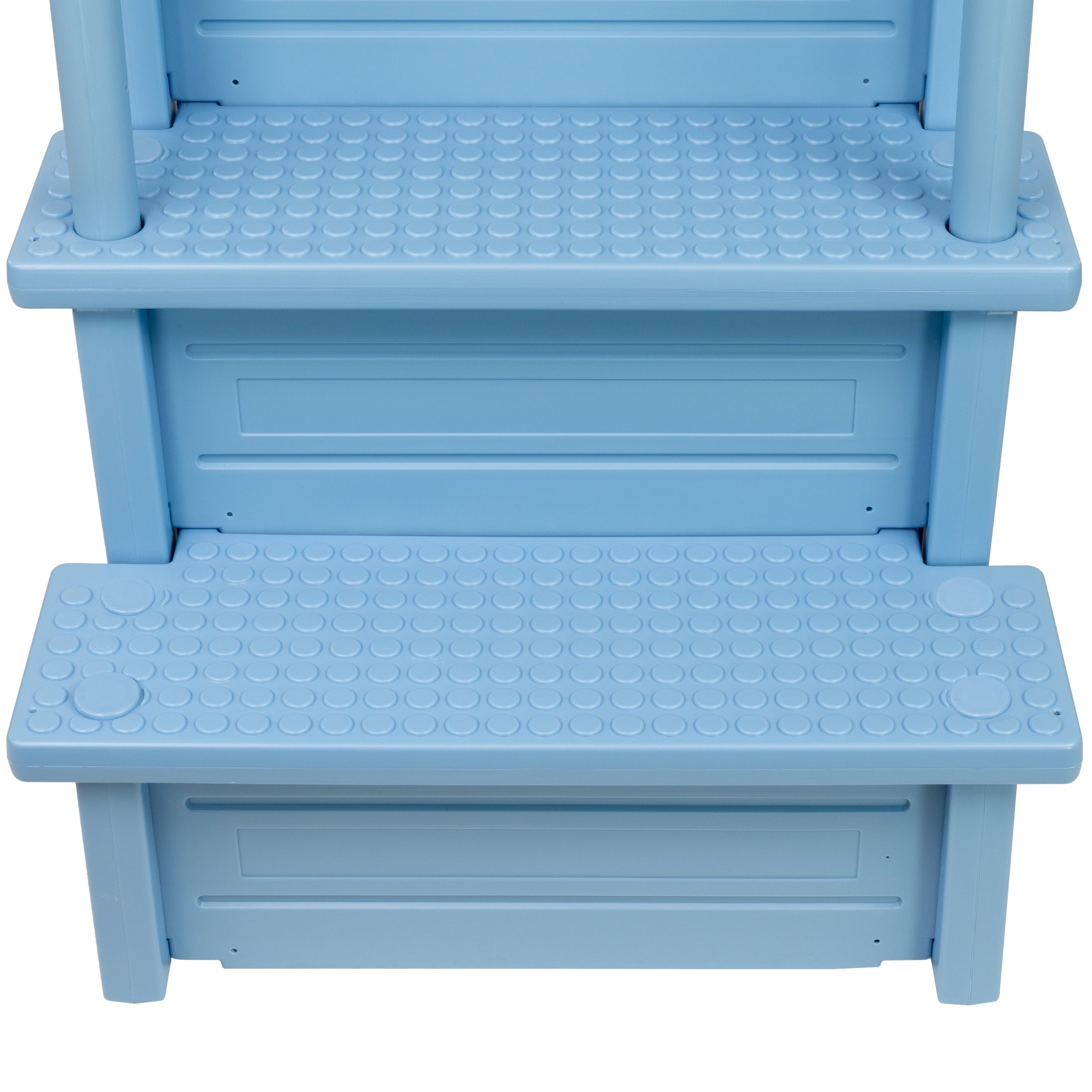 Aqua Select White Anti-Slip Pool Steps with White Steps and White Outside Flip-up Safety Ladder, 48-54H