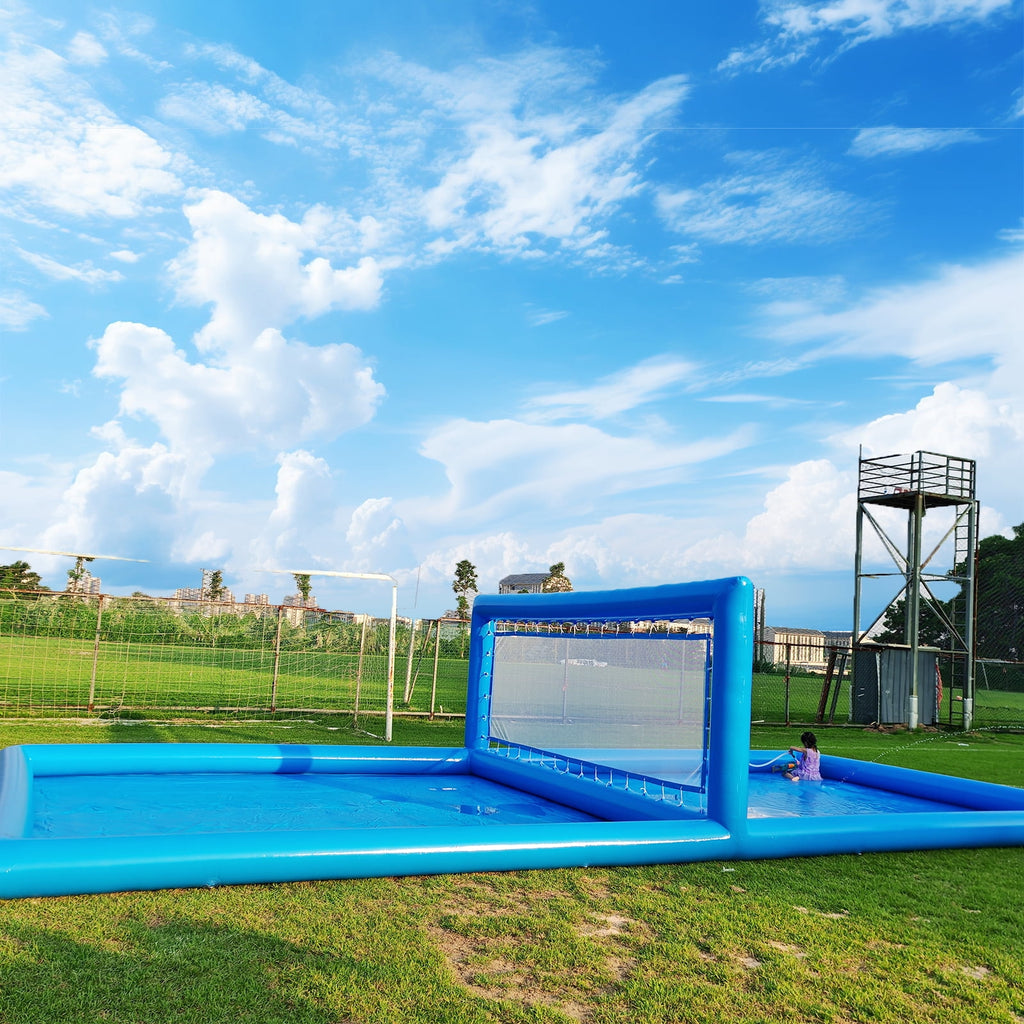 Relunch 33FT Inflatable Volleyball Court, 2 in 1 Volleyball Pool Football Court Water Soccer Field with 800W Blower for Beach Backyard Outdoor Summer Party ,33ft(L) x 16.5ft(W) x 7ft(H)