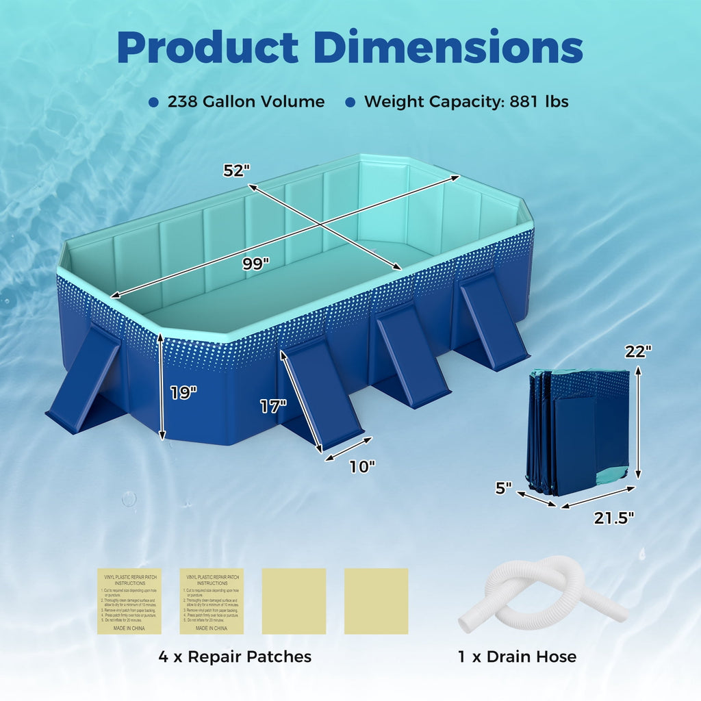 Costway Non-Inflatable Folding Kiddie Outdoor Swimming Pool,Portable Around Ground Pool Gradient + Green
