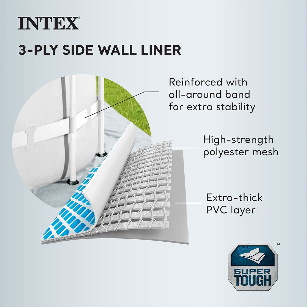 INTEX Round Prism Frame 10ft x 30in Above Ground Swimming Pool Set, Gray