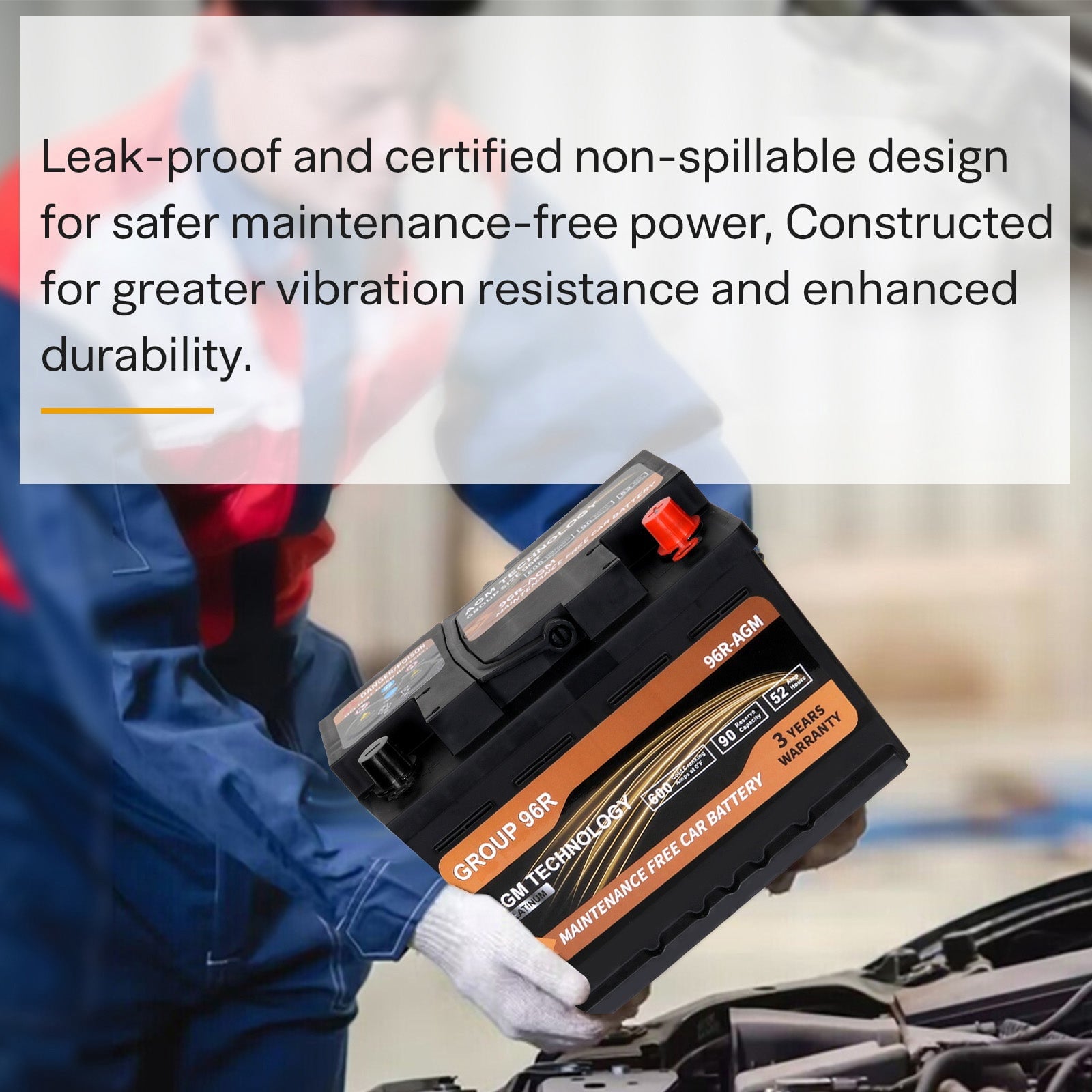 Anlibatt Car AGM Battery Group Size 48 H6 Start Stop Battery 12V 70Ah 760CCA Maintenance Free Rechargeable
