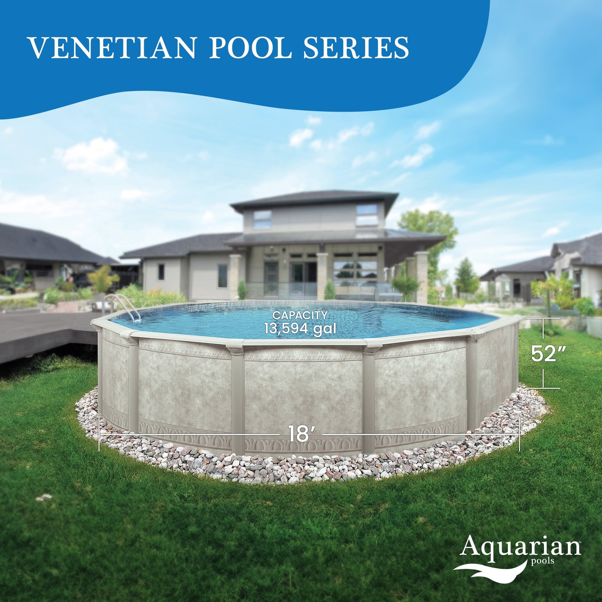 Aquarian Phoenix 18' x 52 Steel Frame DIY Family Above Ground Pool Kit