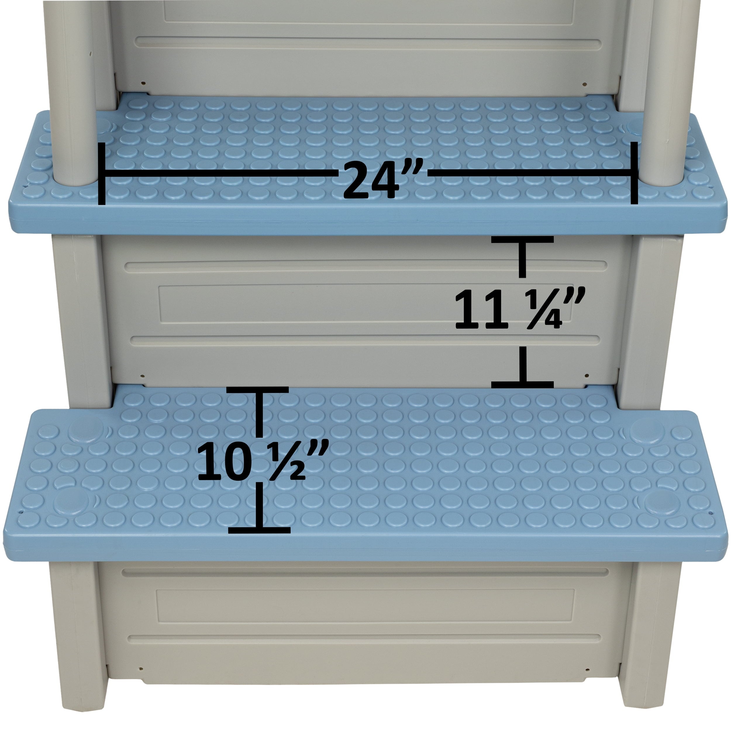 Aqua Select White Anti-Slip Pool Steps with White Steps and White Outside Flip-up Safety Ladder, 48-54H