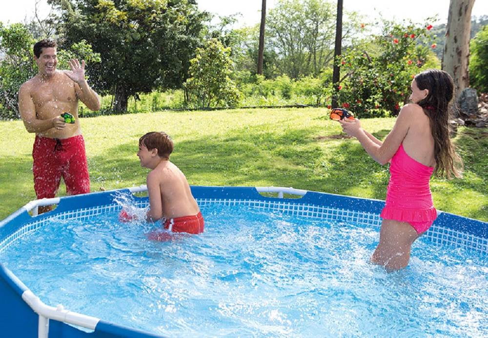 Intex 12 Ft x 30 Inches Metal Frame Set Above Ground Swimming Pool with Filter & Cover