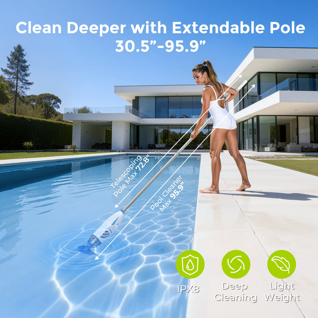 Syvio Cordless Handheld Pool Vacuum Cleaner, 1600GPH Powerful Suction, 60-Minute Runtime, for Above-Ground & Inground Pools, Spas & Hot Tubs