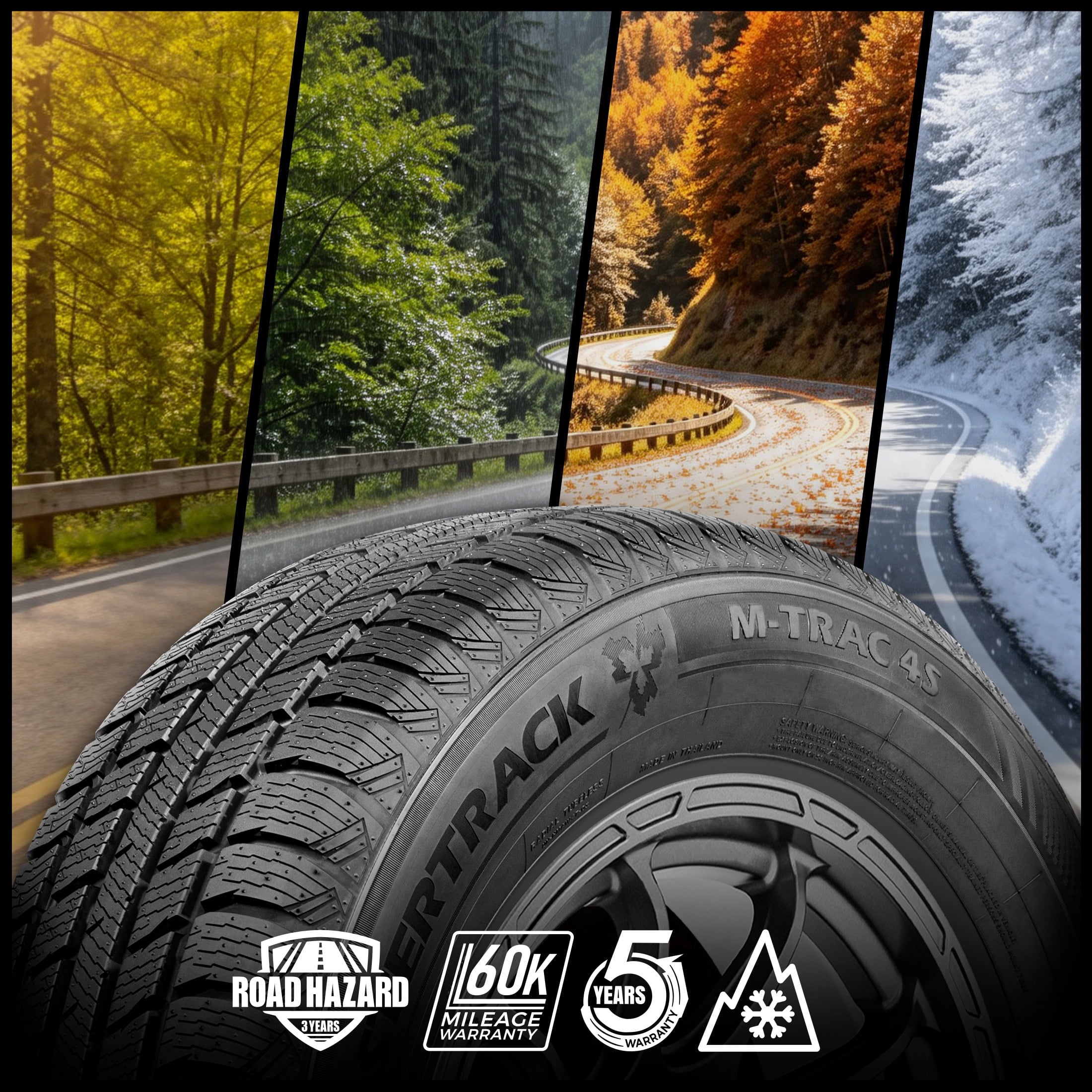 Mastertrack M-TRAC 4S All Weather Tour 195/60R15 92H XL Passenger Tires 195/60R/15 (Tire Only)