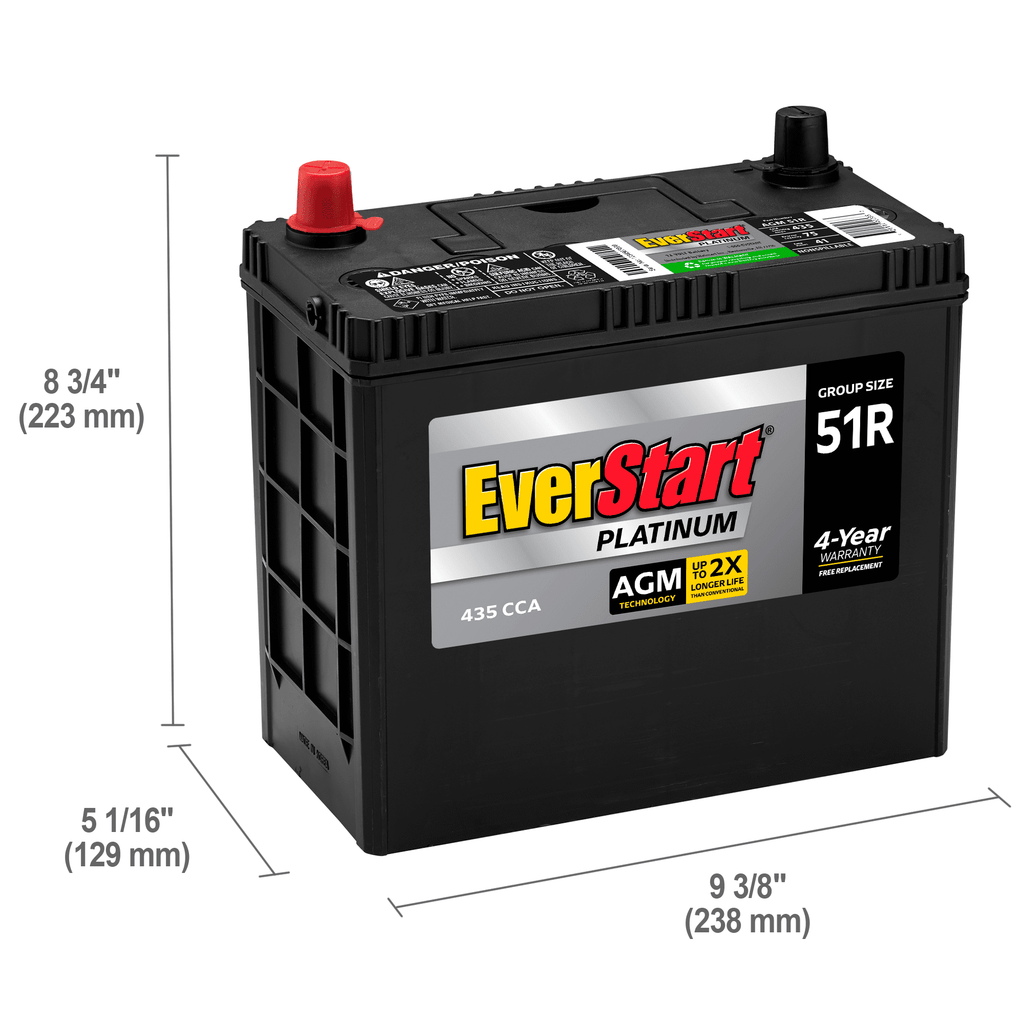 EverStart Platinum BOXED AGM Battery, Group Size 51R 12 Volt, 435 CCA