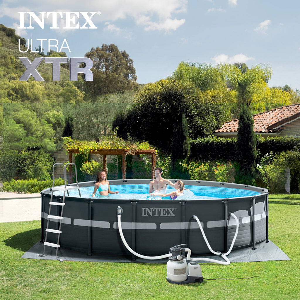INTEX 18ft x 52in Ultra XTR Above Ground Swimming Pool, Sand Filter Pump, & Cleaning Maintenance Kit