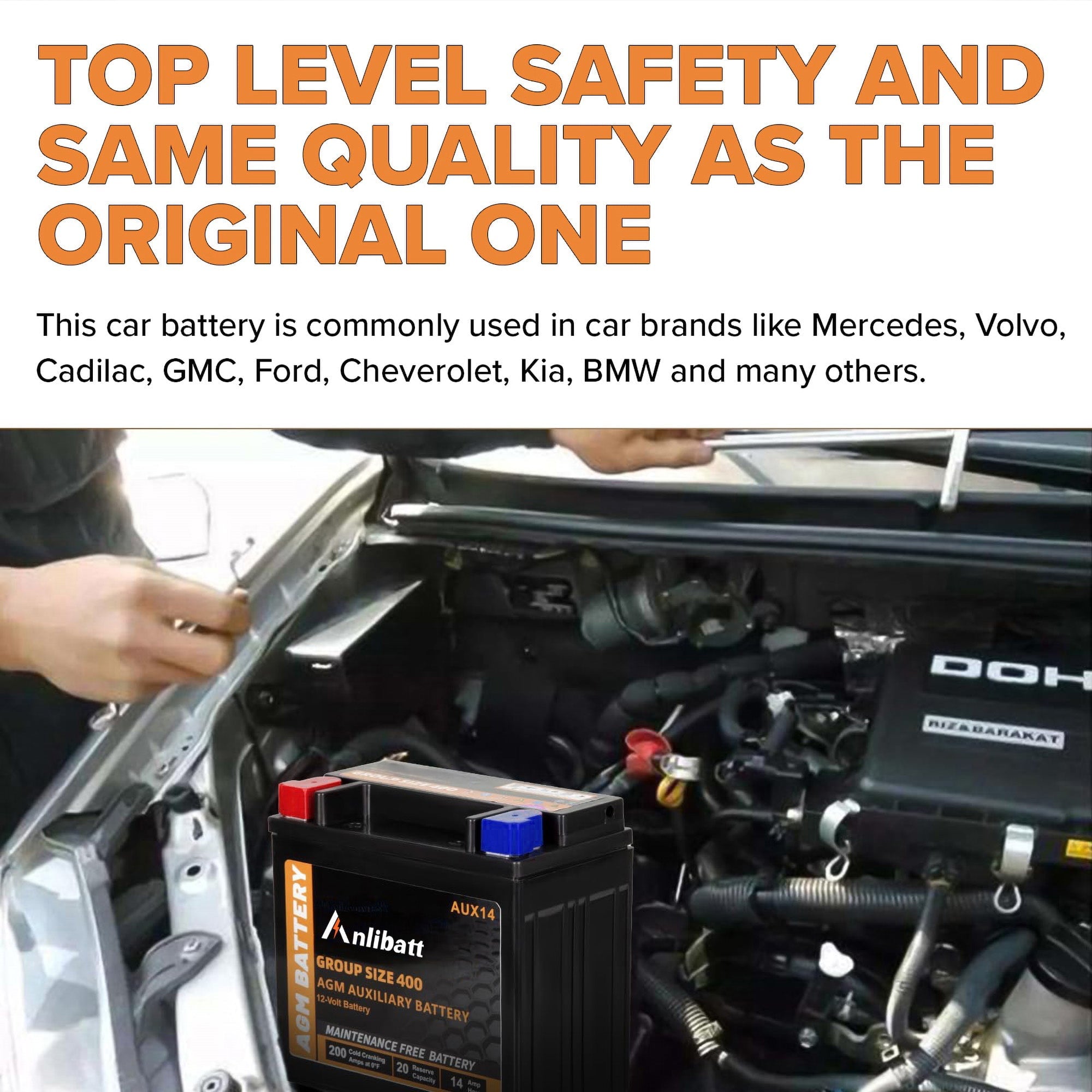 Anlibatt BCI Group 48 Battery, AGM 12 Volt Rechargeable Automotive Batteries for Car, H6 760CCA 70Ah 120RC, Maintenance Free