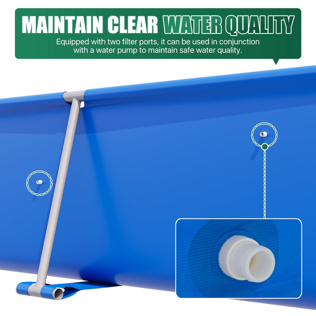 Dateyes 7.2' x 23 Above Ground Swimming Pool for Backyard, Rectangular Metal Frame Pool with PVC Liner, Blue