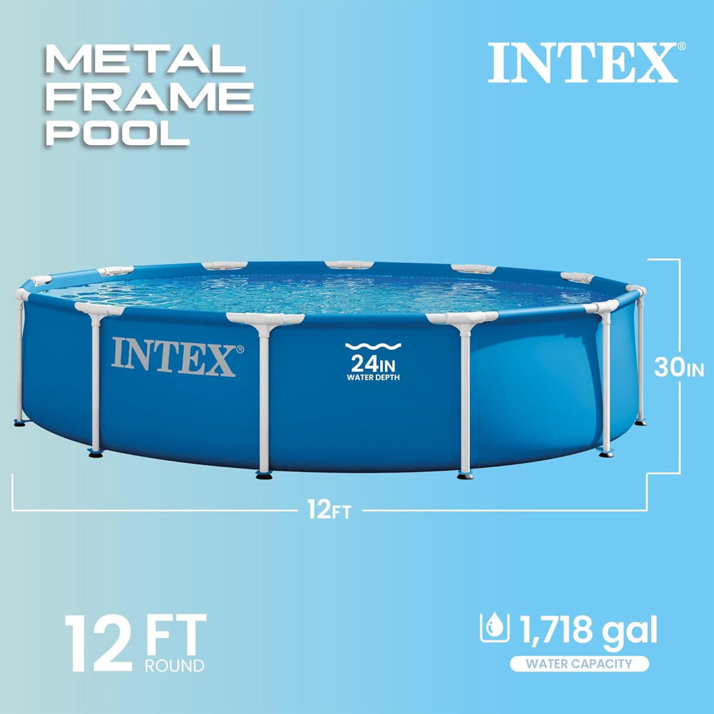 INTEX Metal Frame 10ft x 30in Above Ground Swimming Pool Set w/ Filter Pump