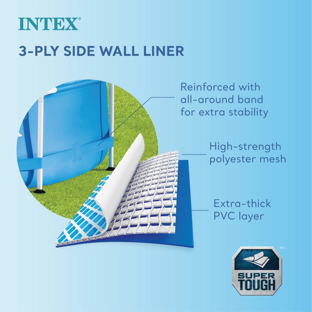 Intex 12 Ft x 30 Inches Metal Frame Set Above Ground Swimming Pool with Filter & Cover