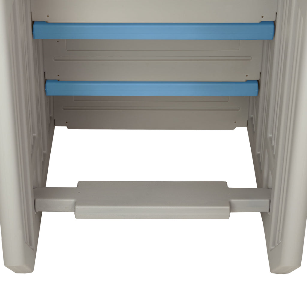 Aqua Select White Anti-Slip Pool Steps with White Steps and White Outside Flip-up Safety Ladder, 48-54H