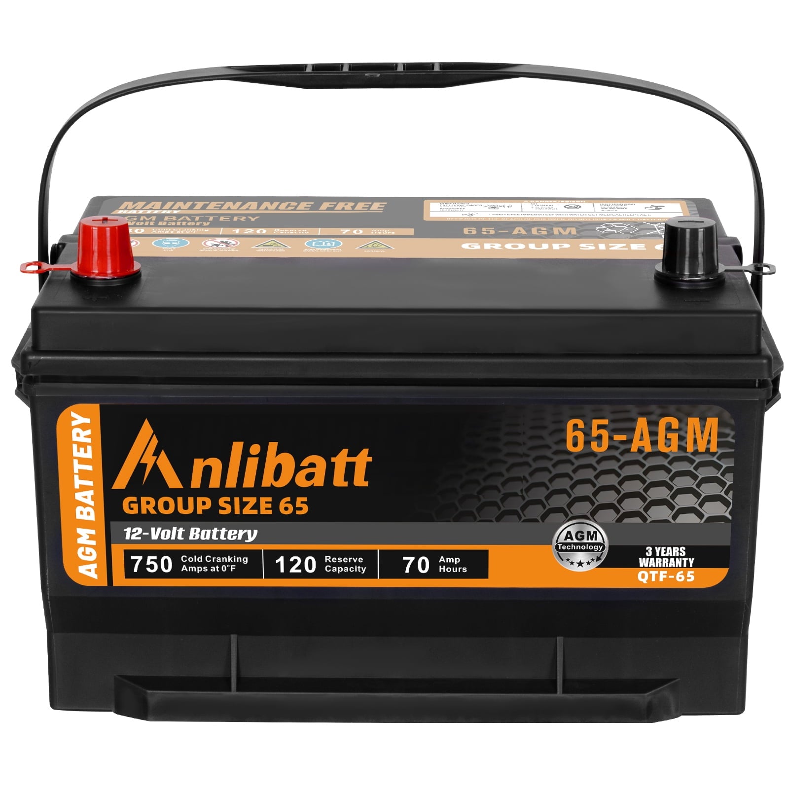 Anlibatt BCI Group 48 Battery, AGM 12 Volt Rechargeable Automotive Batteries for Car, H6 760CCA 70Ah 120RC, Maintenance Free